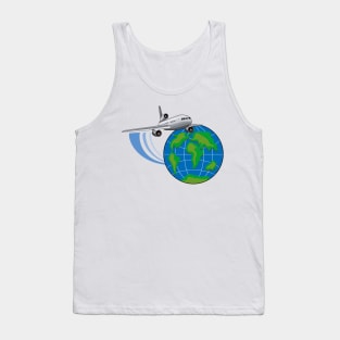 Commercial Jet Around World Retro Tank Top